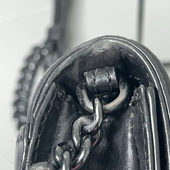 Rebecca Minkoff Love Crossbody Bag Black Chevron Quilted Chain Strap Leather - Picture 13 of 16